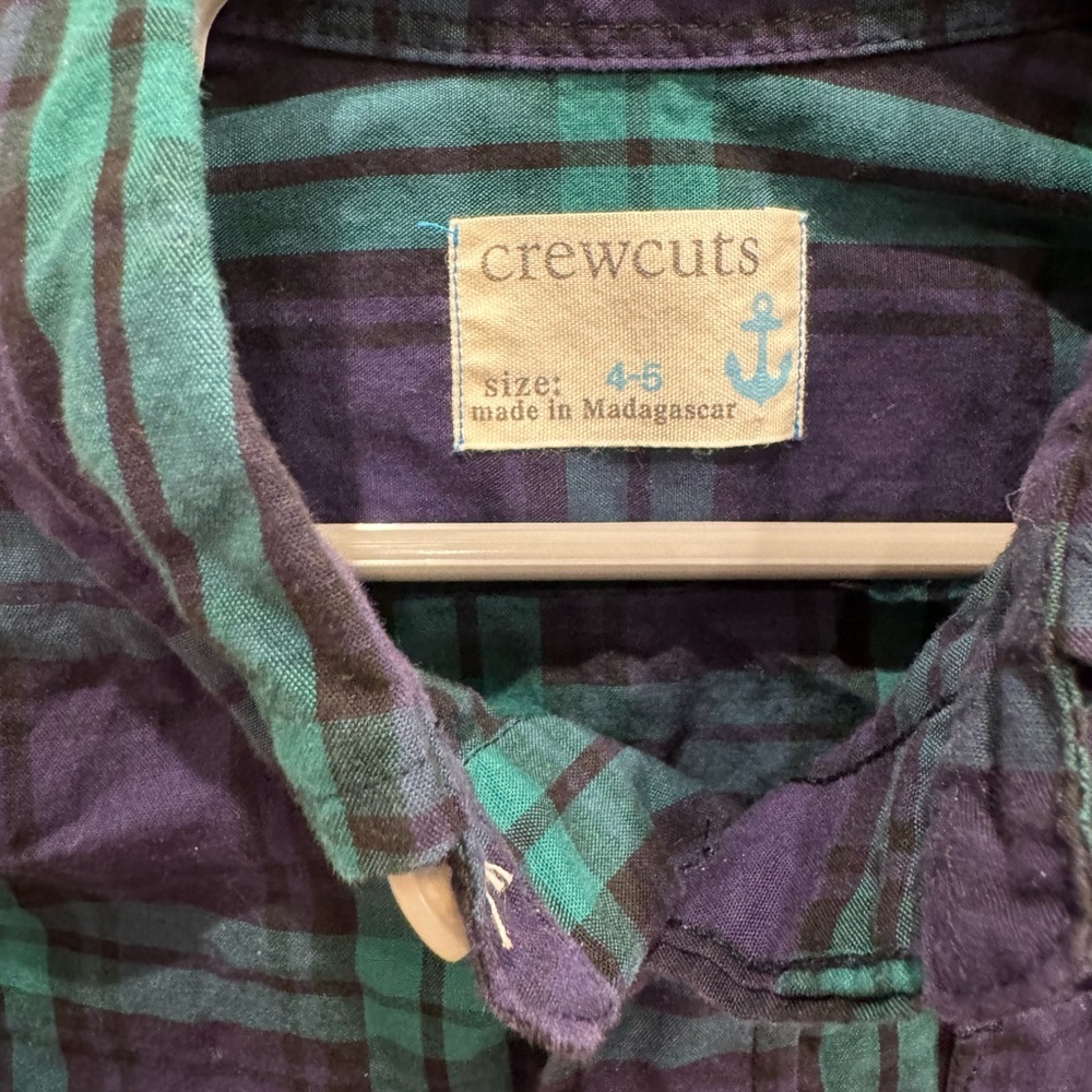 Crewcuts Kids Button Down Plaid Shirt - Purple and Teal - Picture 3 of 3